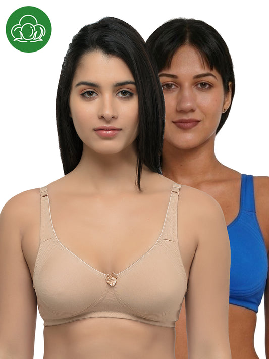 Inner Sense Women Bamboo Cotton Non-Wired Non Padded Bra-ISB057-SnorkalBlue_Skin