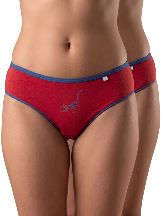 Inner Sense Women Bamboo Medium-Rise Pack of 2 Bikini Briefs-ISP040-Pointsetia_Pointsetia