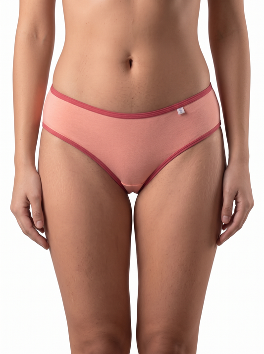 Inner Sense Women Bamboo Medium-Rise Bikini Briefs-ISP040-Peachy Pink
