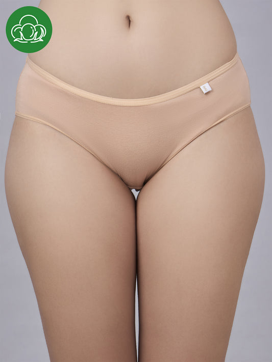 Inner Sense Women Bamboo Medium-Rise Bikini Briefs-ISPB201-Skin