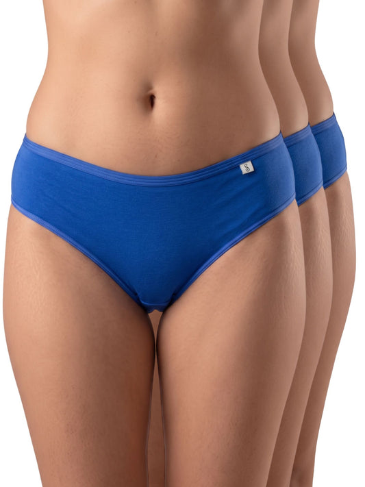 Inner Sense Women Bamboo Medium-Rise Pack of 3 Bikini Briefs-ISP039-3Snokal Blue