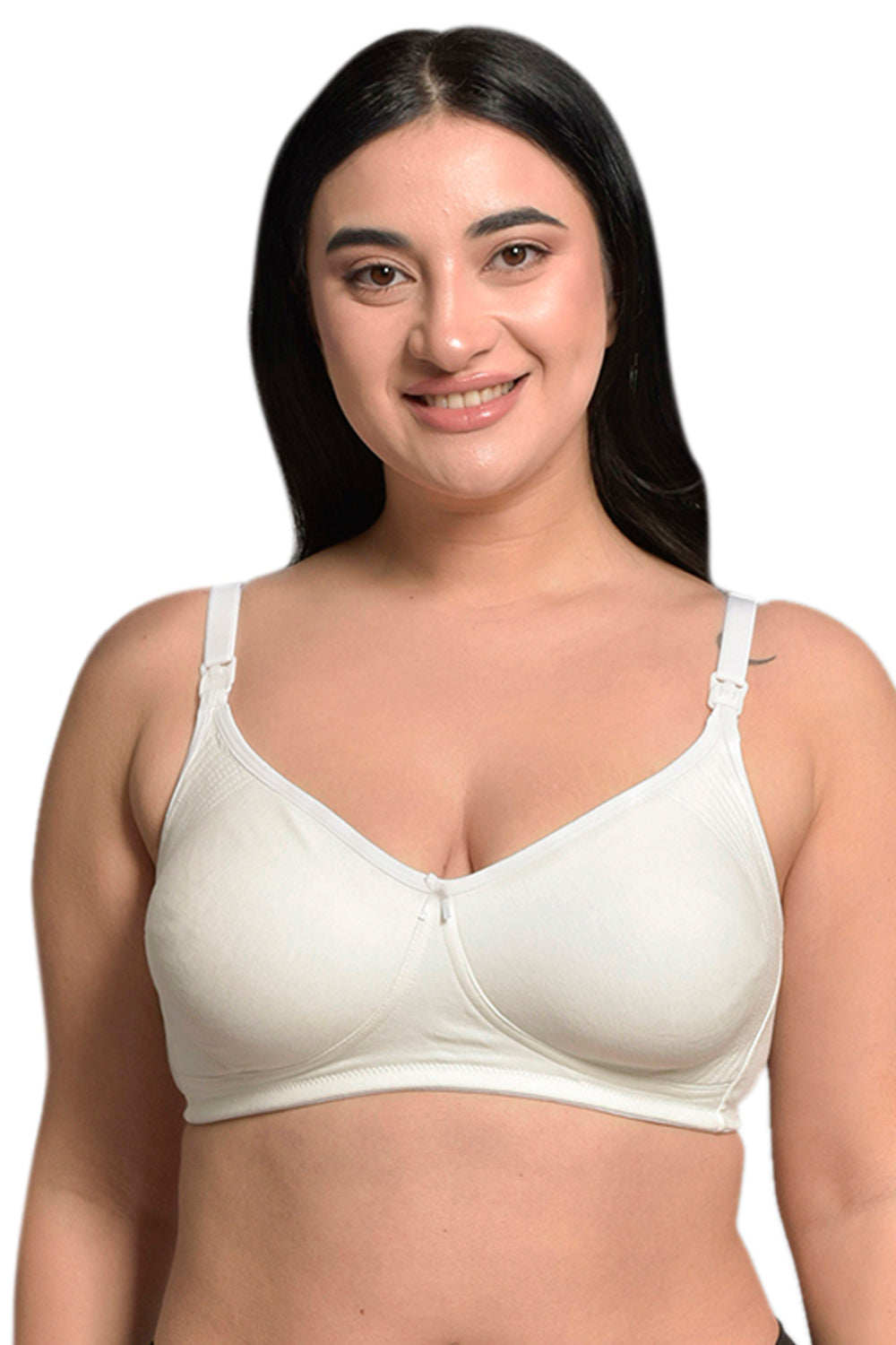 Plus Size White Organic Cotton Bamboo Non Padded Feeding Bra
