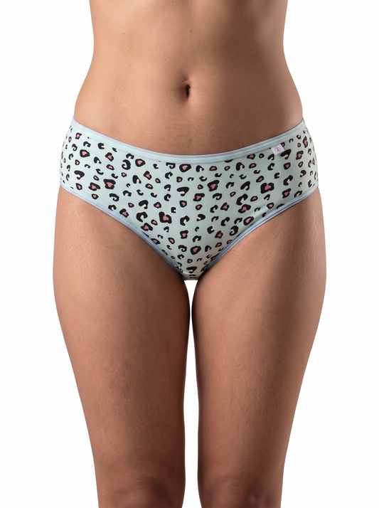 Inner Sense Women Bamboo Medium-Rise Bikini Briefs-ISPB201-Aqua cheetah