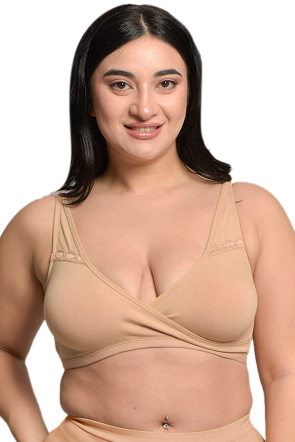 Plus Size Nude Organic Cotton Bamboo Non Padded Sleeping Bra