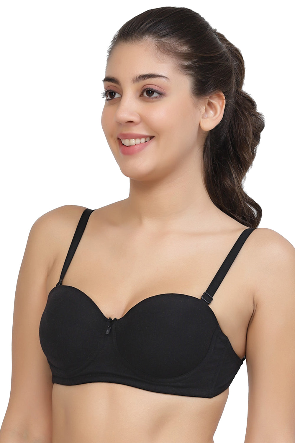 Organic Cotton Antimicrobial Padded Strapless and Backless Bra-ISB120-Black