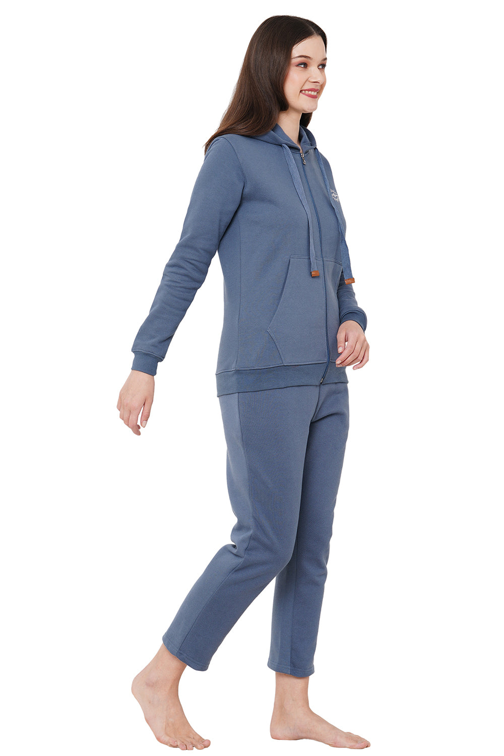 Organic Cotton Hoodie and pajama set-ISL038_40-Greyish Blue-