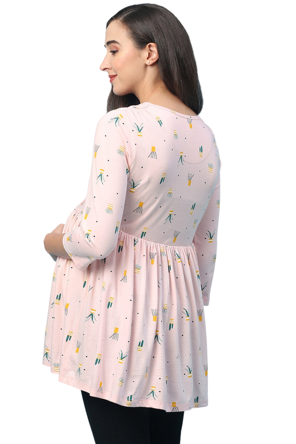 Organic Healthy Full Sleeves Maternity Top_ISML008-Pink Dogwood