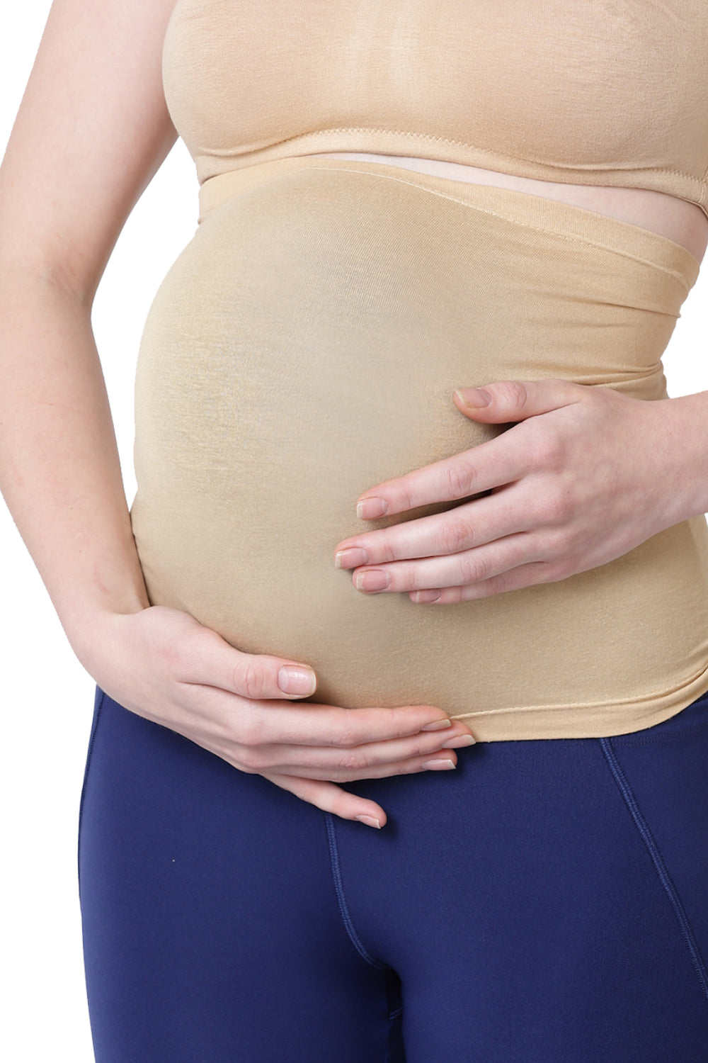 Bamboo Fiber Gathered Side Maternity Belly Band-ISMB002-Hazelnut-