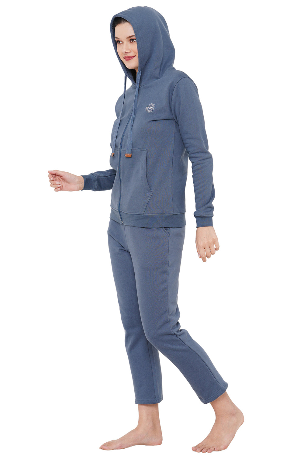 Organic Cotton Hoodie and pajama set-ISL038_40-Greyish Blue-