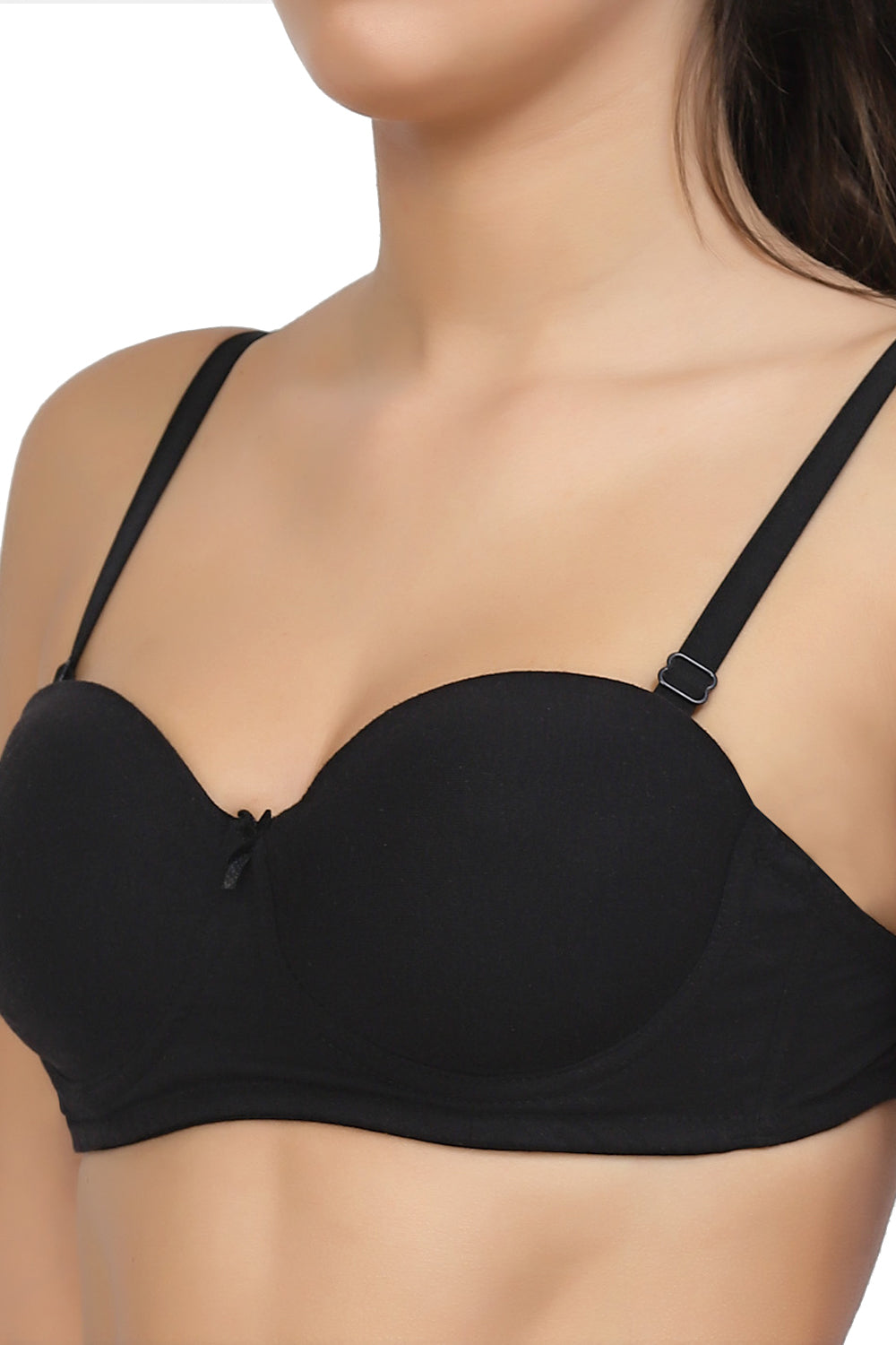 Organic Cotton Antimicrobial Padded Strapless and Backless Bra-ISB120-Black