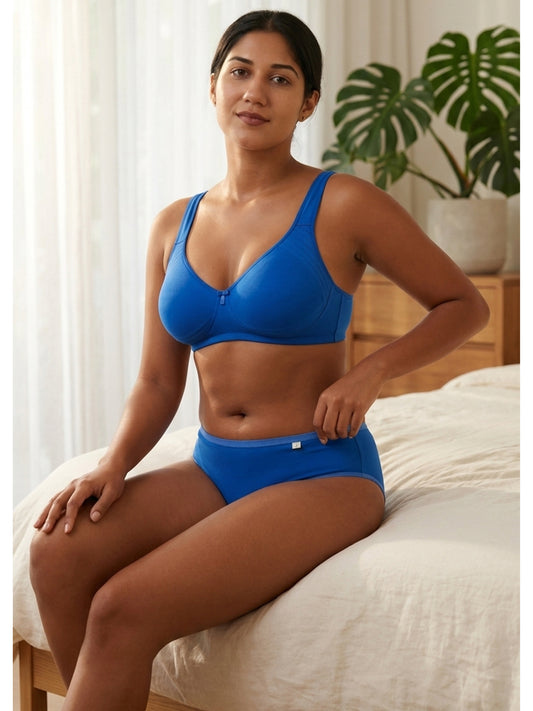 Inner Sense Women Bamboo Cotton Non-Wired Non Padded Bra-ISB057-Snorkal Blue