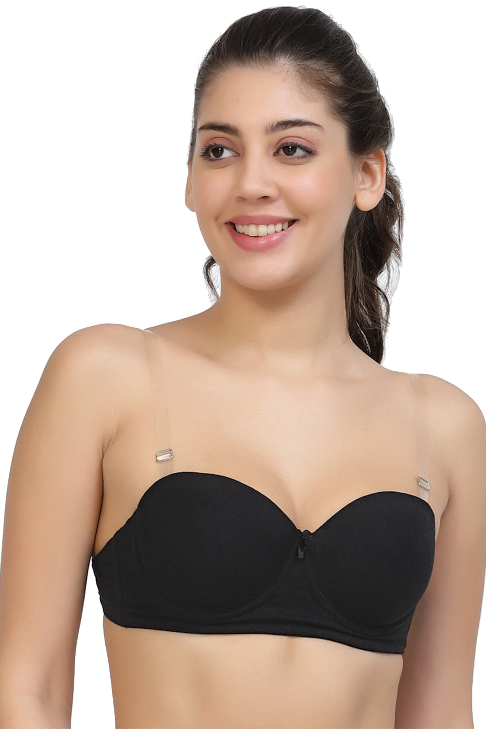 Organic Cotton Antimicrobial Padded Strapless and Backless Bra-ISB120-Black