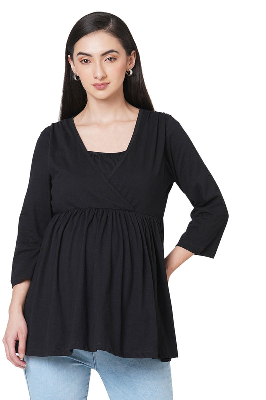 Organic Healthy Full Sleeves Maternity Top_ISML006-Anthracite