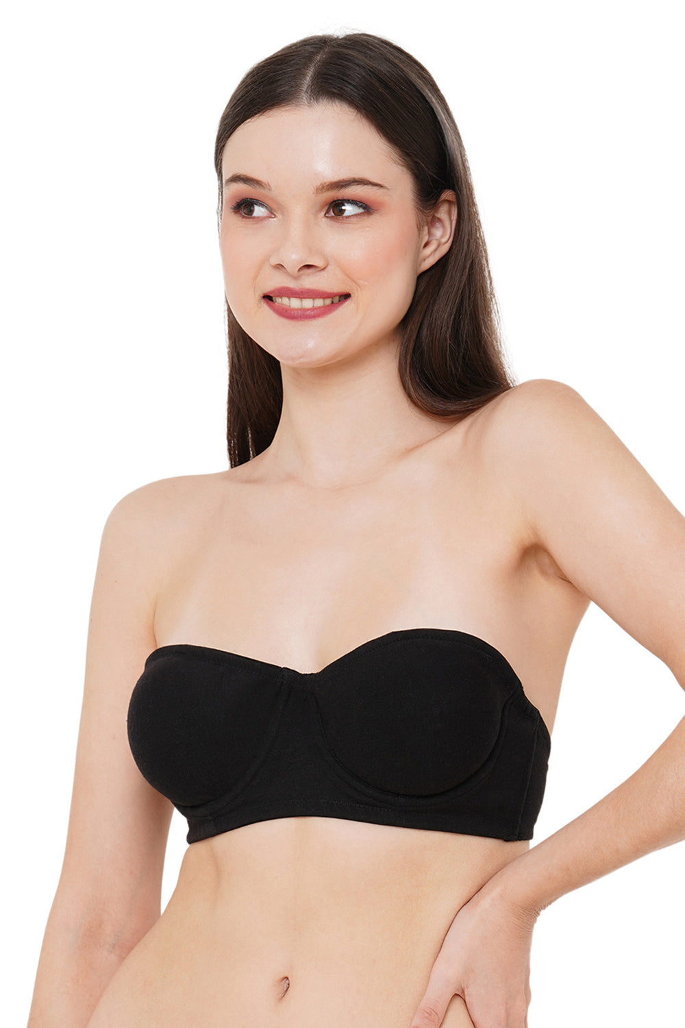 Organic Cotton Antimicrobial Non-padded Strapless Bra-ISB020-Black