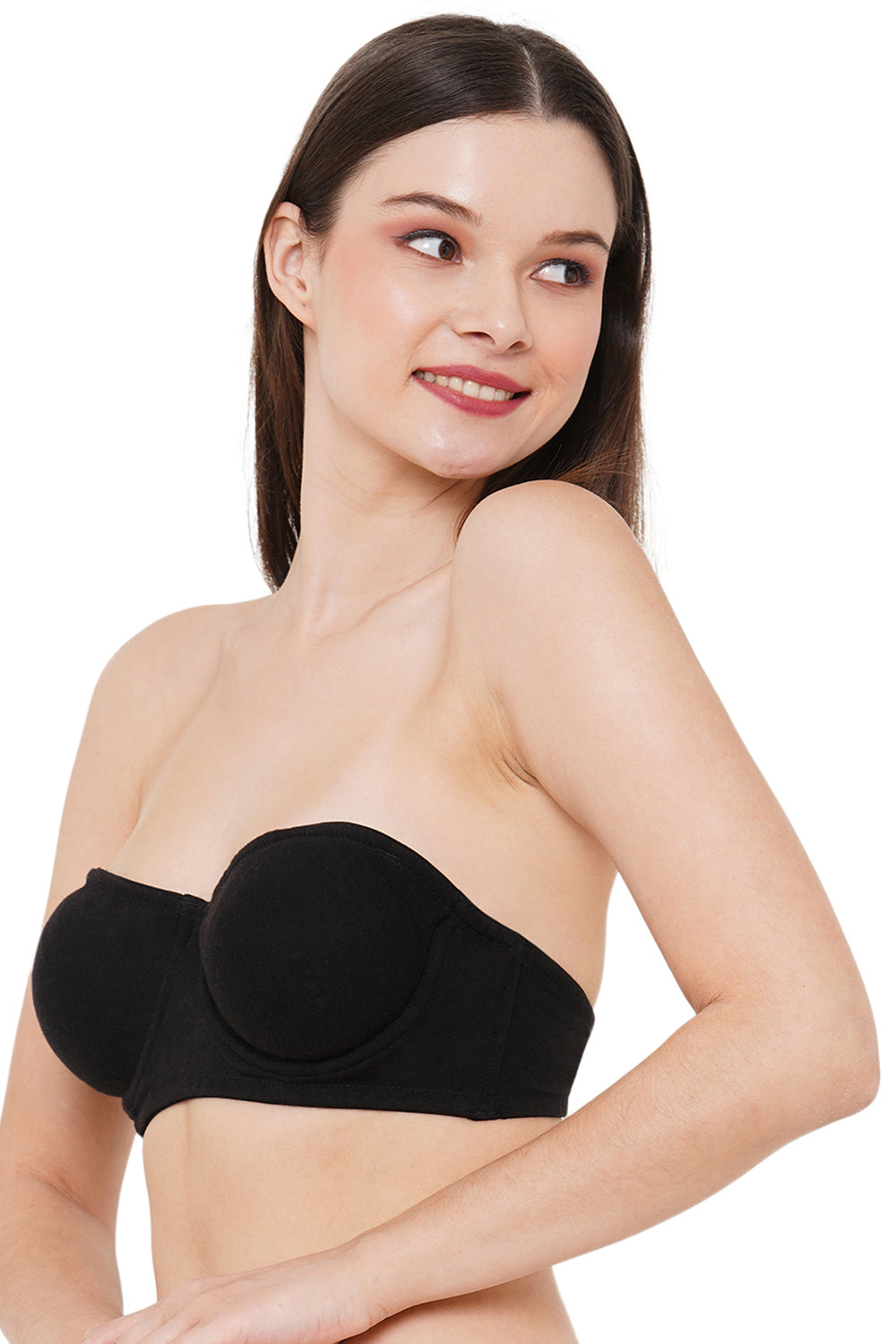 Organic Cotton Antimicrobial Non-padded Strapless Bra-ISB020-Black