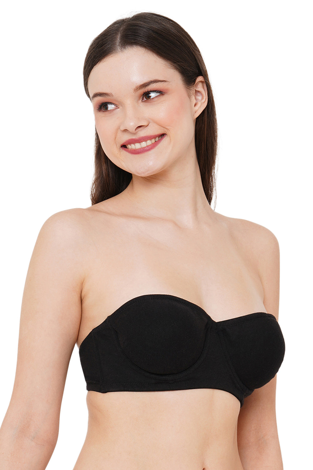 Organic Cotton Antimicrobial Non-padded Strapless Bra-ISB020-Black