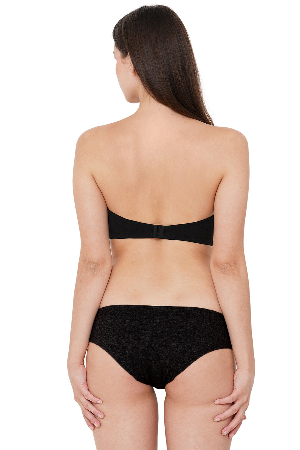 Organic Cotton Antimicrobial Padded Strapless Bra-ISB102-Black-