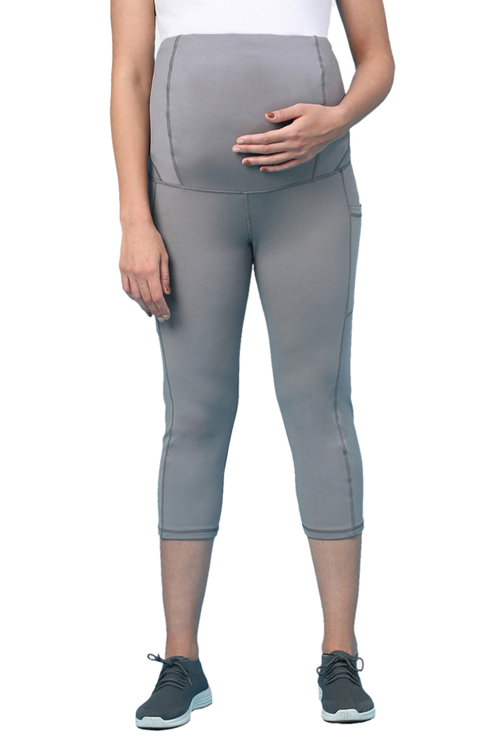 Recycled Fibre Maternity Mid-Calf Tights_ISML011-Steel Gray