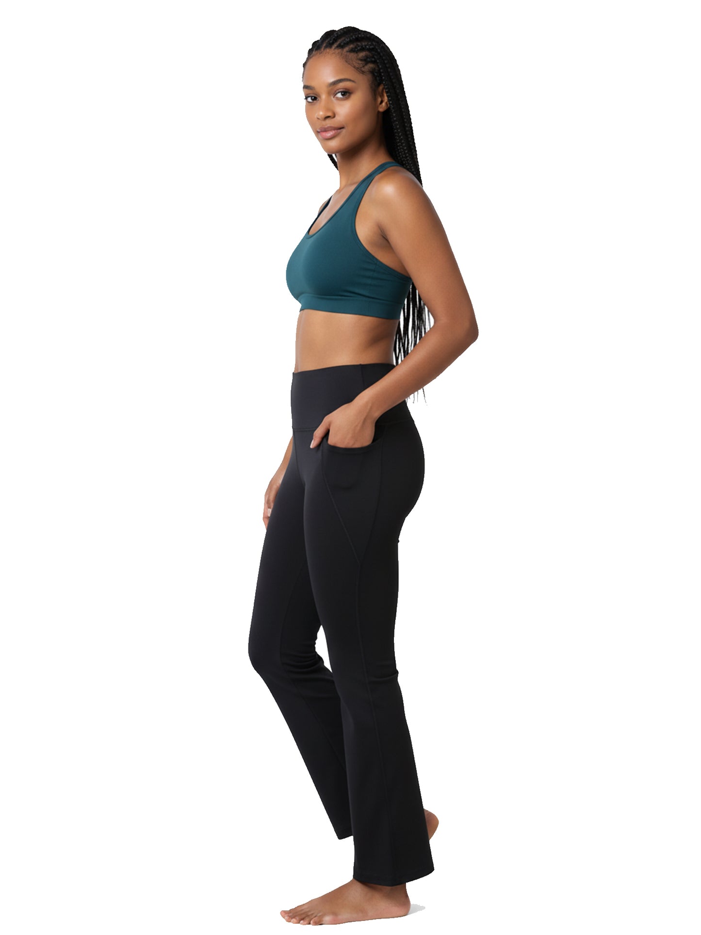 Recycled Fiber Black Flare Pants-ISL050-Black-