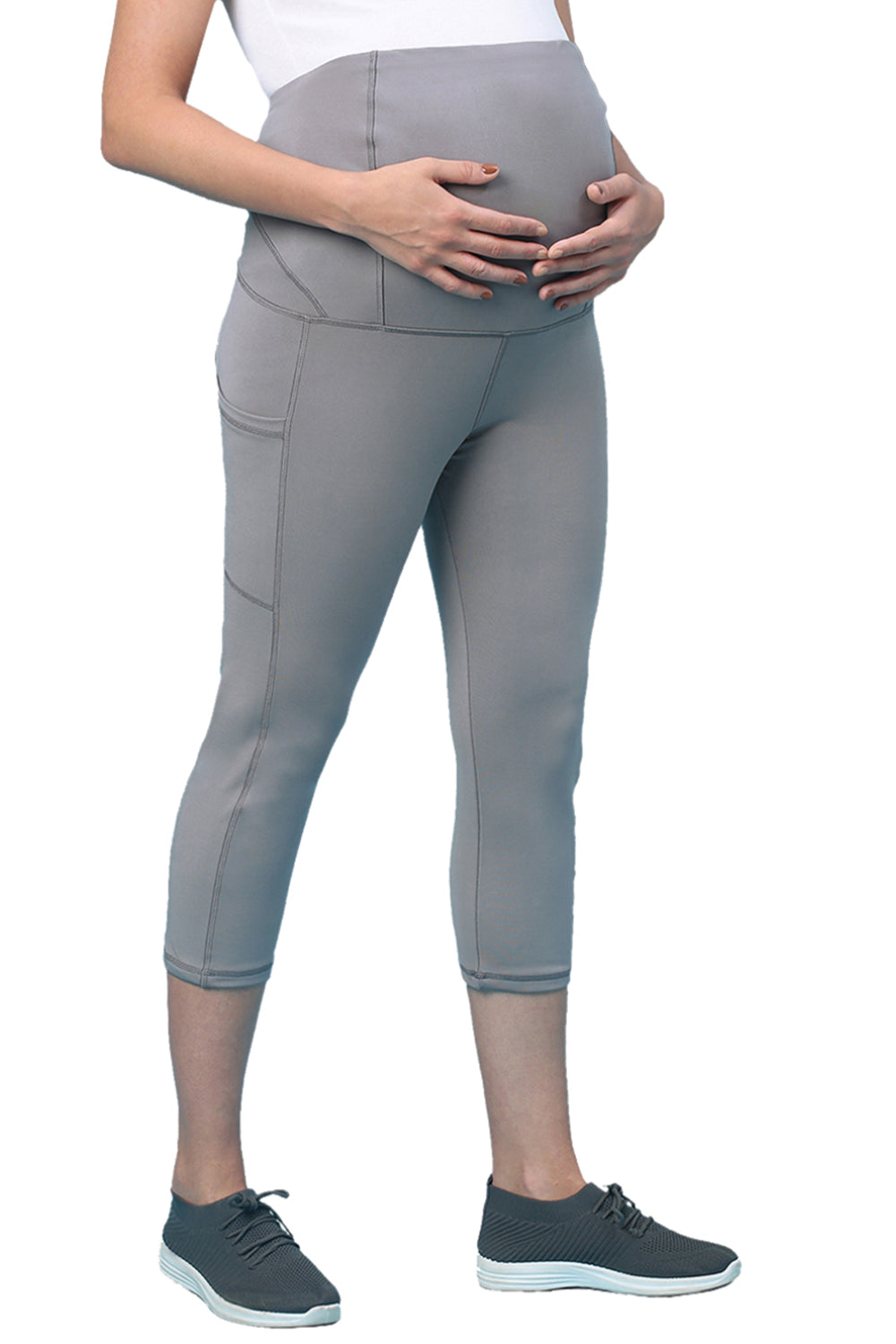 Recycled Fibre Maternity Mid-Calf Tights_ISML011-Steel Gray