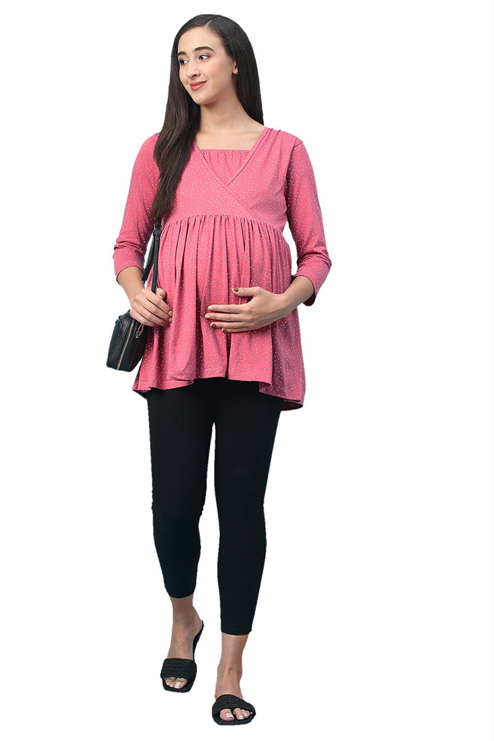 Organic Healthy Full Sleeves Maternity Top_ISML007-Desert Rose