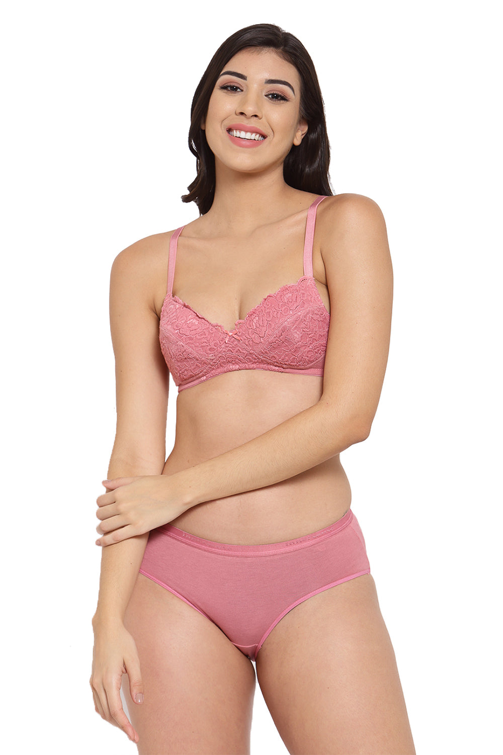 ISBP106_ISP002-Mauve-Buy Online Inner Sense Organic Cotton Antimicrobial  Padded Laced Bra & Panty