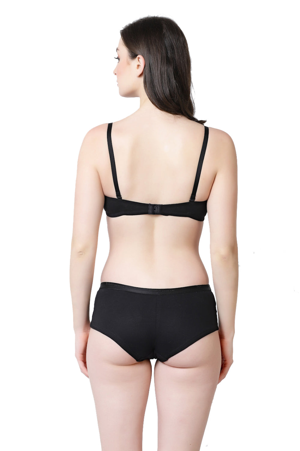 Organic Cotton  Antimicrobial Seamless Strapless Bra and Panty set-ISB102_ISP038-Black-