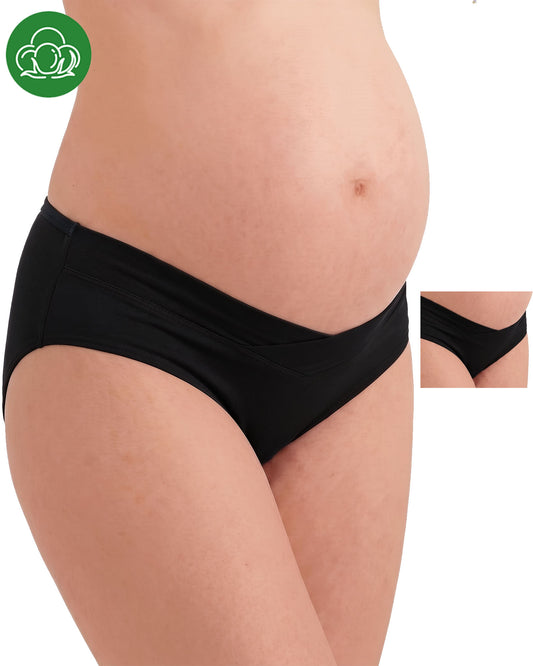 Organic Cotton Antimicrobial Maternity Panty (Pack Of 2)-IMP102-Black_Black-