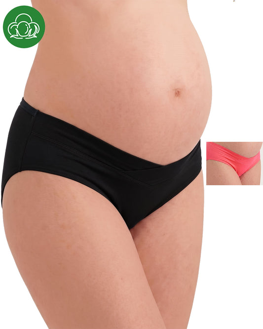Organic Cotton Antimicrobial Maternity Panty-IMP102-Black_Bright Pink