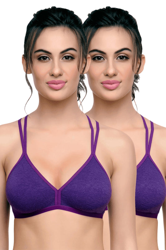 Organic Cotton Antimicrobial Non-wired Non-padded String-back Bralette(Pack of 2)-ISB092_92-