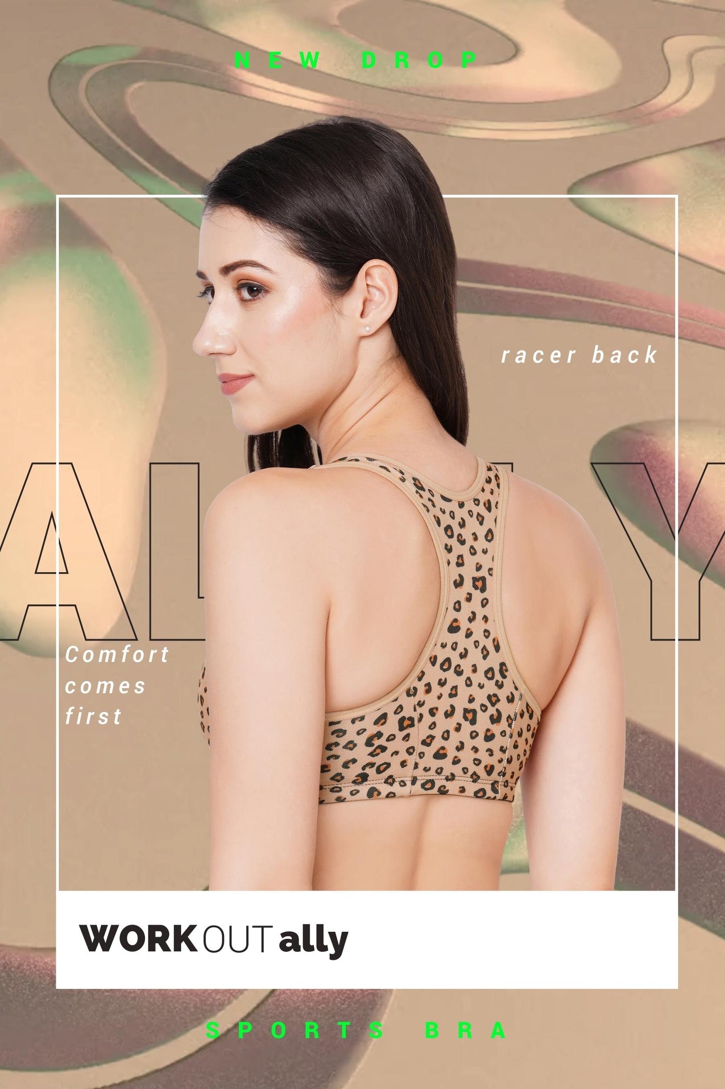 Organic Cotton Antimicrobial Medium Impact Printed Sports Bra_ISB116-Skin-