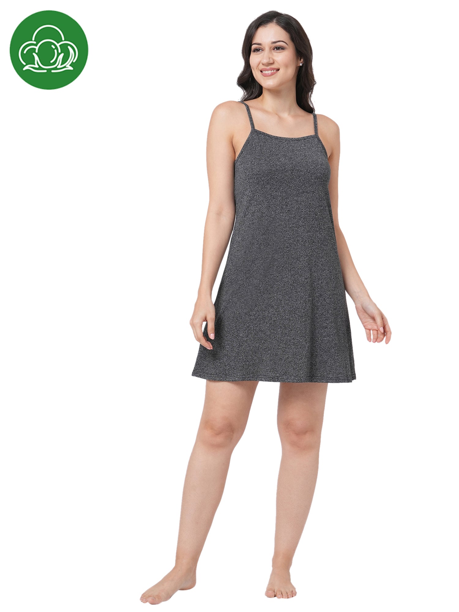 Organic Cotton Nightdress ISL063-Dark Grey melange – Inner Sense