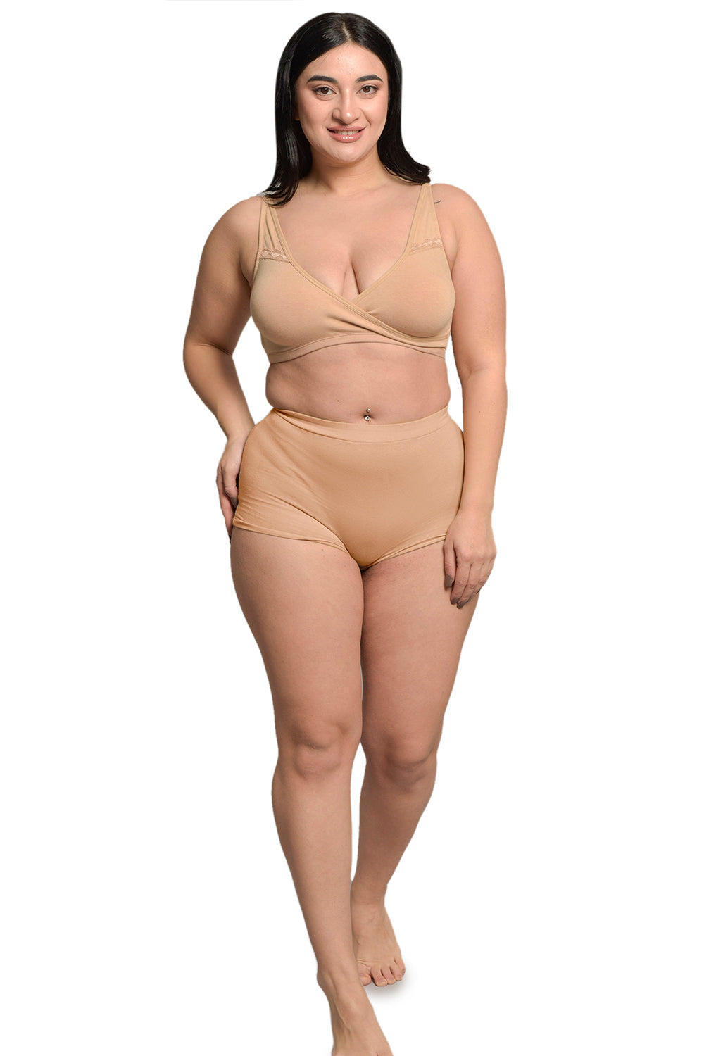 Plus Size Nude Organic Cotton Bamboo Non Padded Sleeping Bra