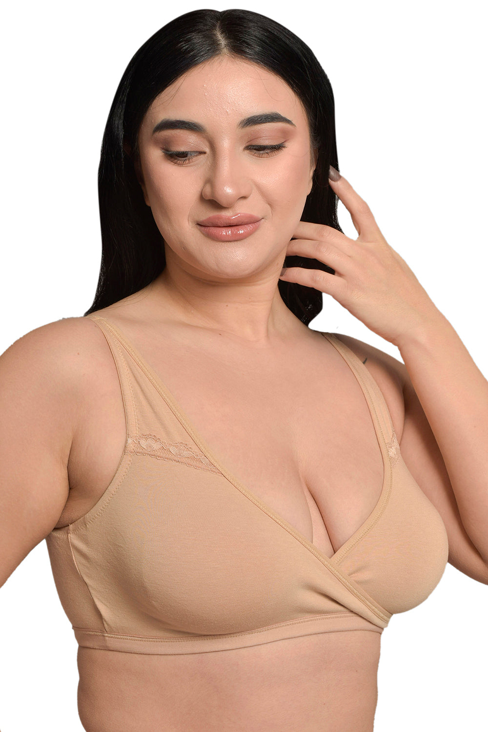 Plus Size Nude Organic Cotton Bamboo Non Padded Sleeping Bra