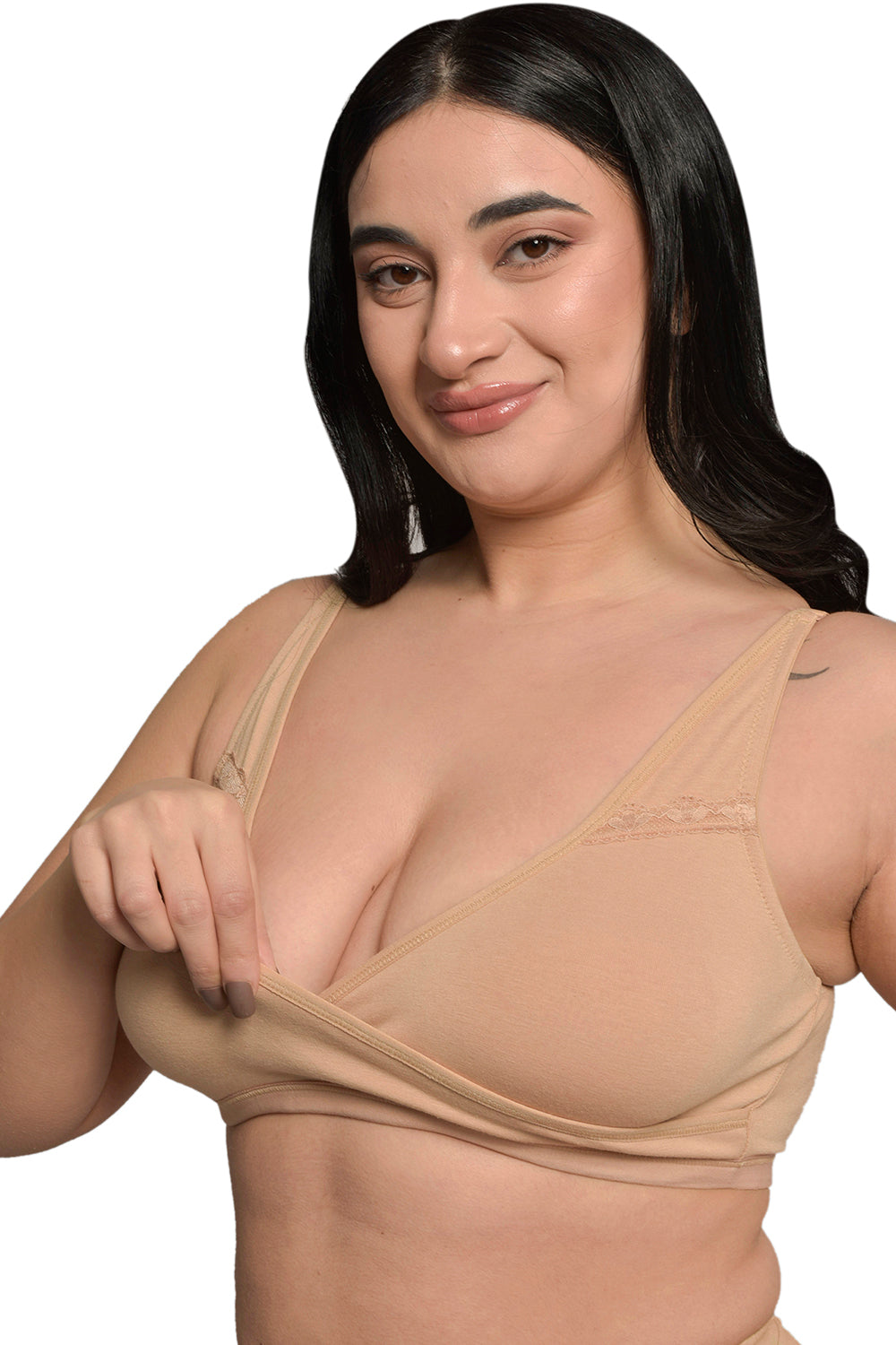 Plus Size Nude Organic Cotton Bamboo Non Padded Sleeping Bra