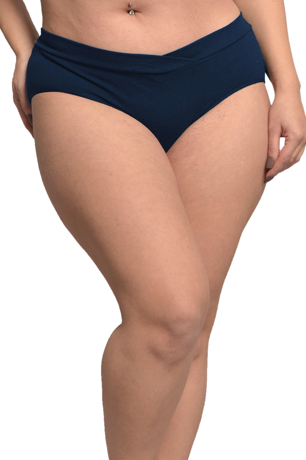 Plus Size Organic Cotton Antimicrobial Maternity Panty (Pack Of 2)-IMP102-Navy_Navy