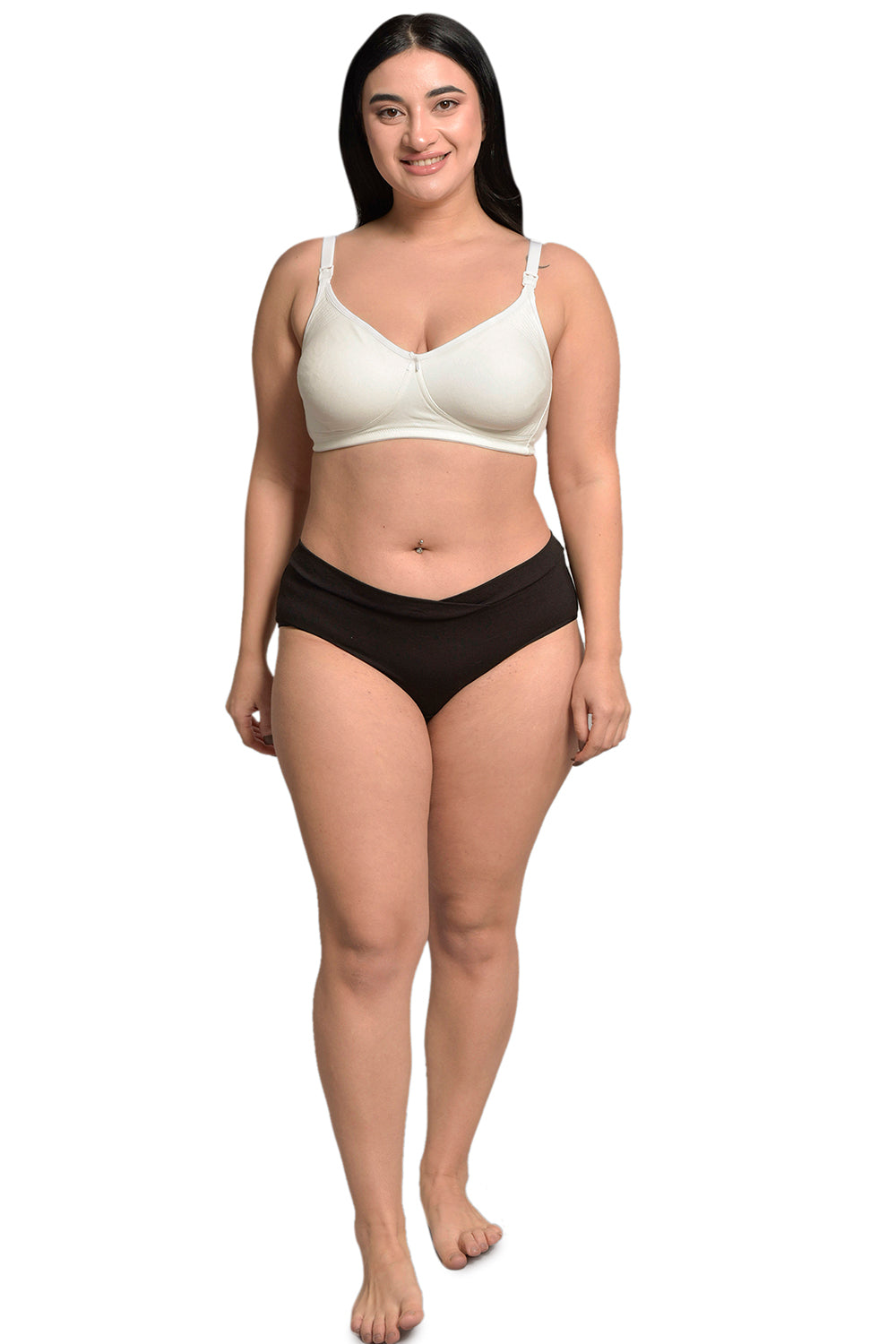 Plus Size White Organic Cotton Bamboo Non Padded Feeding Bra