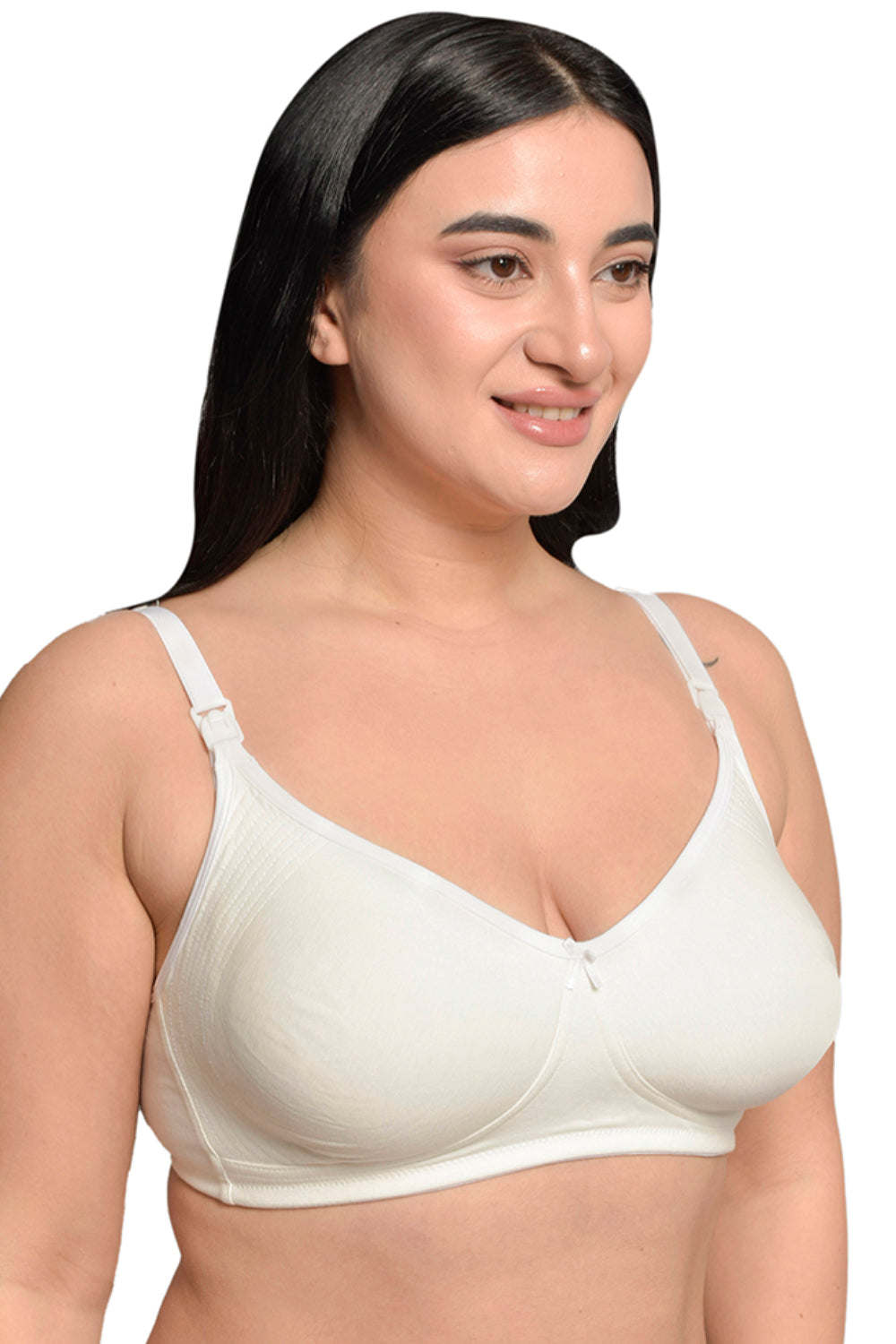 Plus Size White Organic Cotton Bamboo Non Padded Feeding Bra