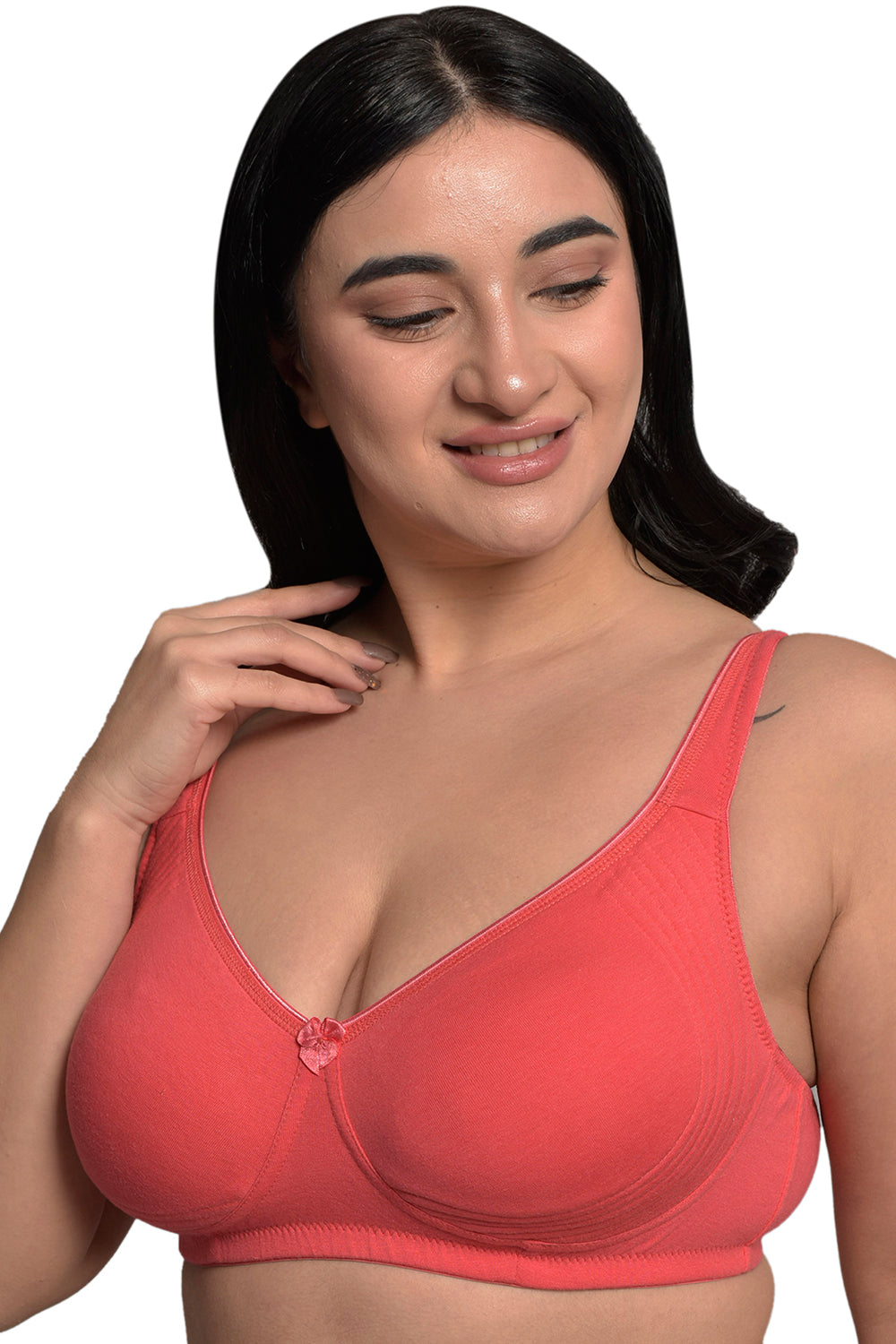 Plus Size Bright Pink Organic Cotton Bamboo Non padded Side support bra
