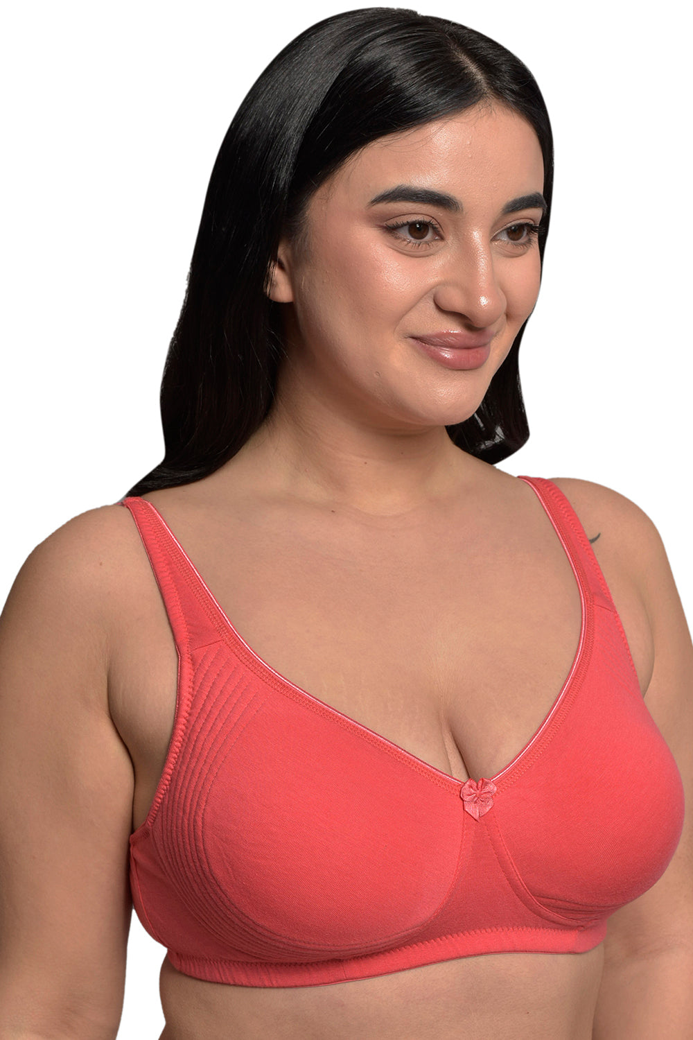 Plus Size Bright Pink Organic Cotton Bamboo Non padded Side support bra