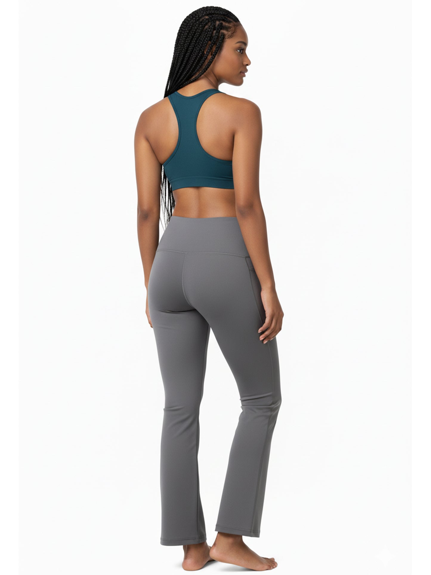 Recycled Fiber Black Flare Pants-ISL052-Steel Grey-