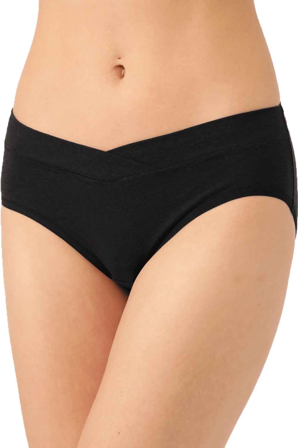 Organic Cotton Antimicrobial Maternity Panty (Pack Of 3)-IMP102-Black_Bright Pink_Feather Print-