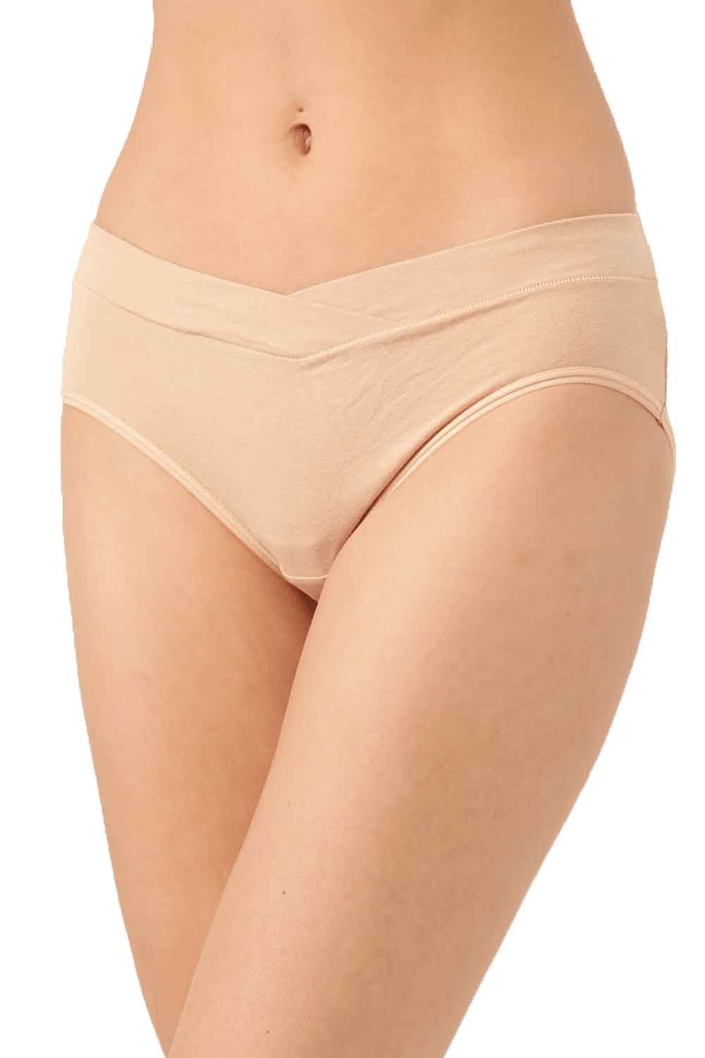 Organic Cotton Antimicrobial Maternity Panty (Pack Of 3)-IMP102-Skin_Bright Pink_Feather Print-