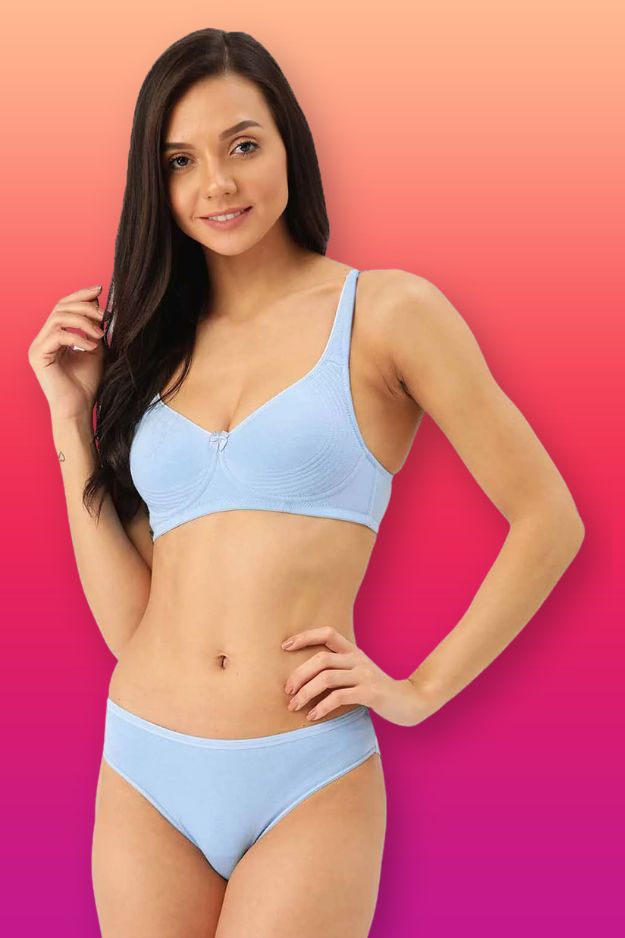 Inner Sense Organic Cotton Antimicrobial Seamless Side Support Bras (Pack  Of 2)-Blue