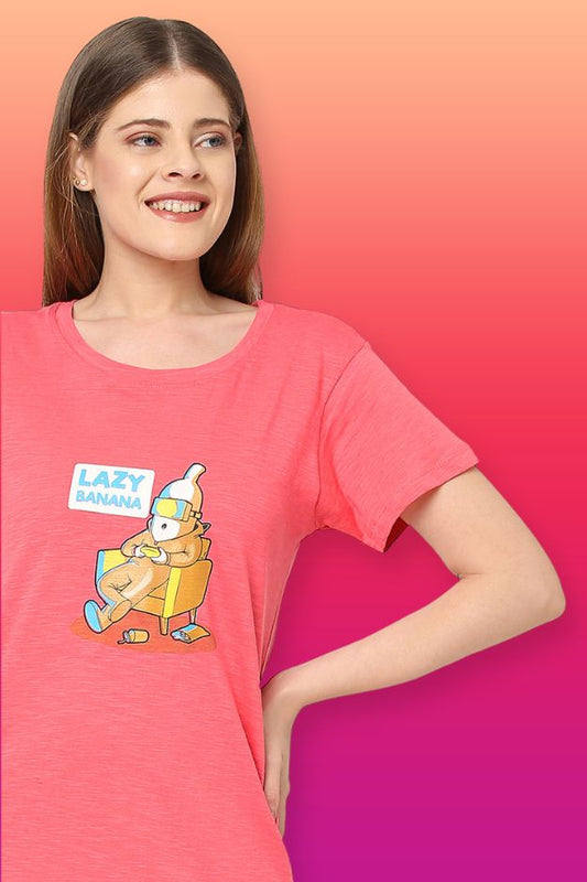 Organic Cotton Sleep Tee-ISL016-Bright pink