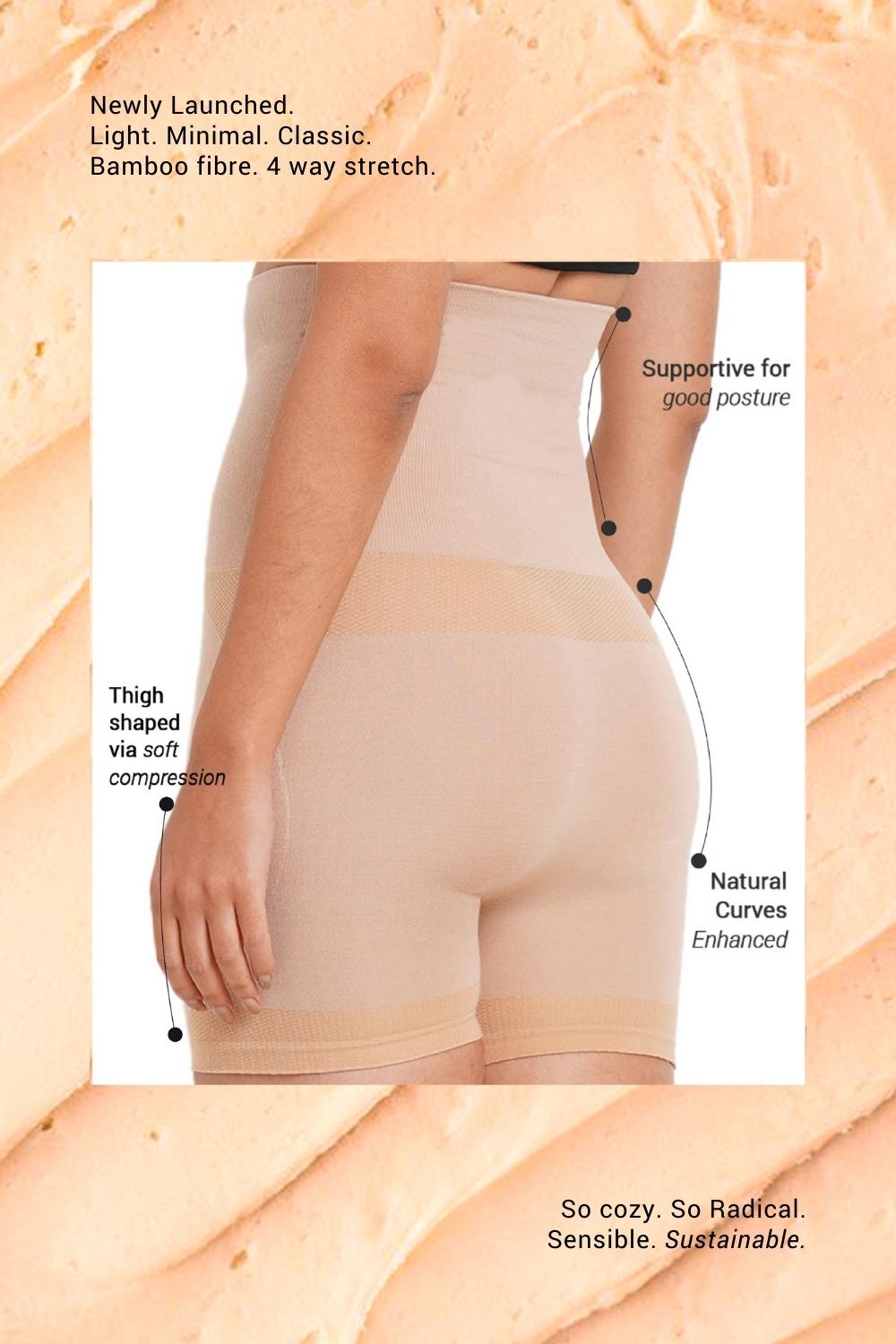 Super Soft Bamboo Fibre Antimicrobial Seamless Tummy Tucker and Thigh Shaper-ISP066-Skin-