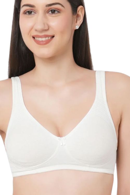 Organic Cotton Antimicrobial Seamless Side Support Bra-ISB057-Milky White-
