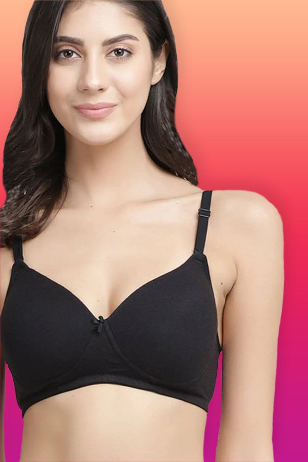 Organic Cotton Antimicrobial Wire-Free Padded Bra-ISB068-Black