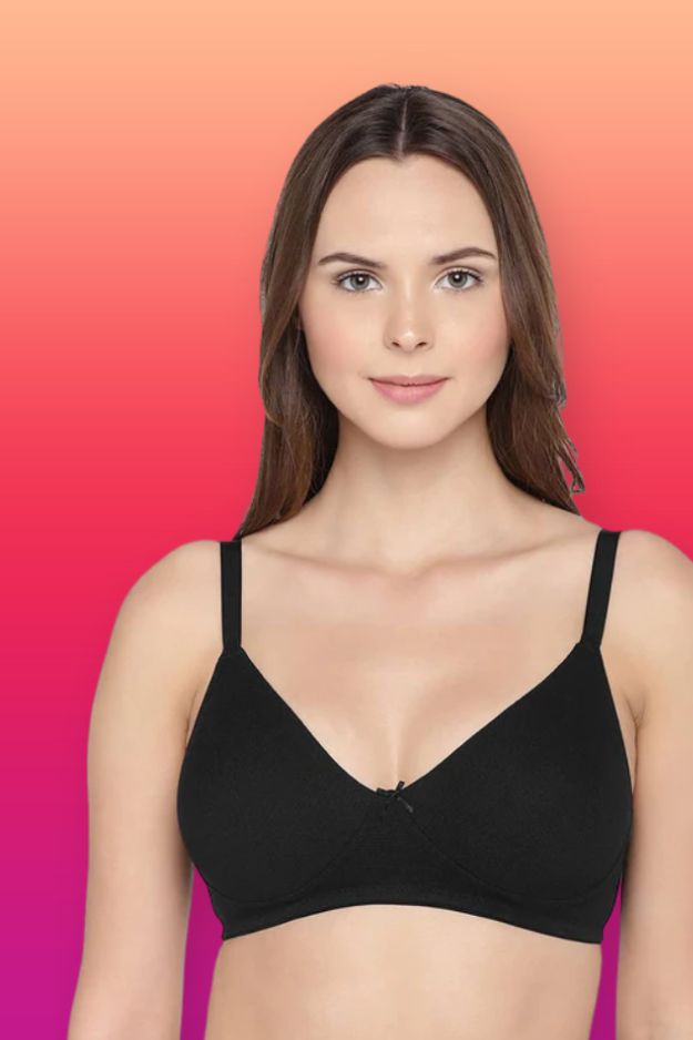 Organic Cotton Antimicrobial Seamless Side Support Bra-ISB057-Black