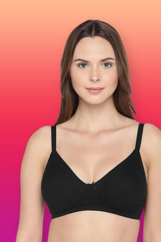 Organic Cotton  Antimicrobial  Seamless Side Support Bra-ISB057-Black-